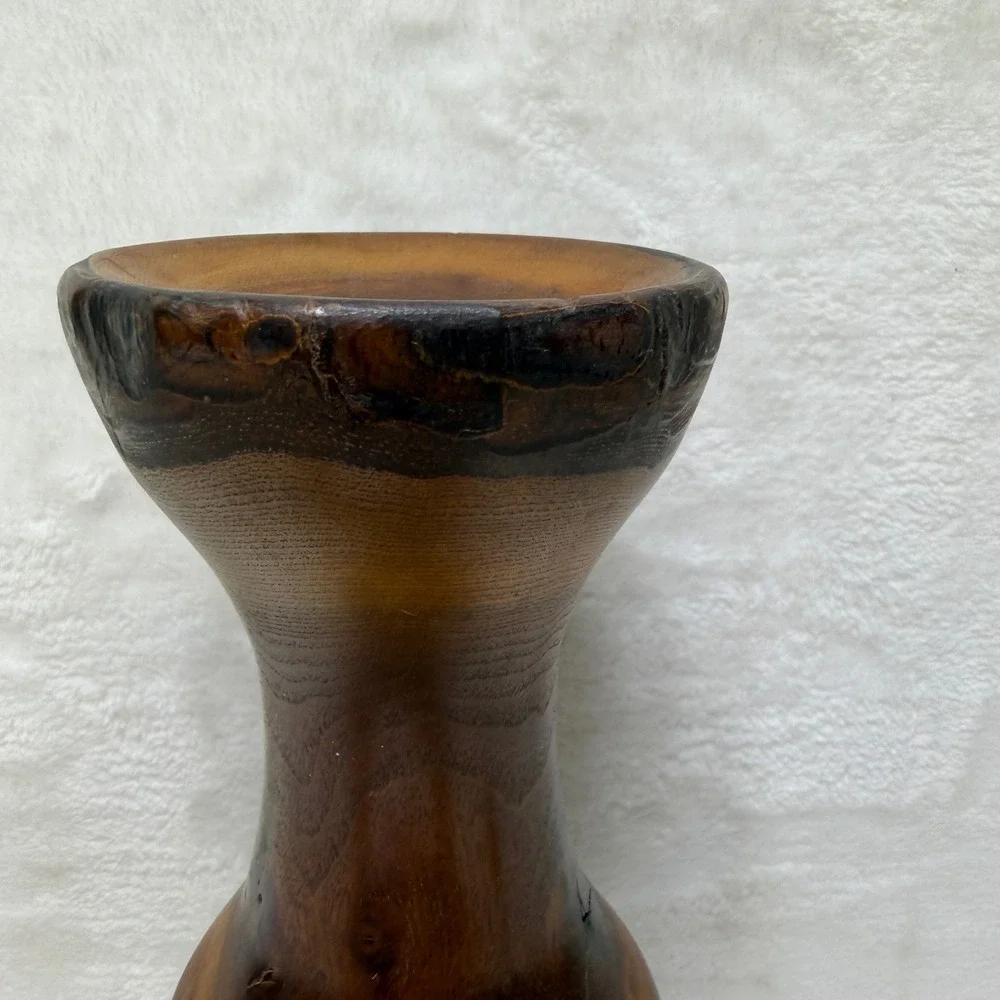 Handcrafted Russian Olive Wood Natual Burl Pattern Vase Rustic Farmhouse Decor